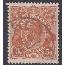 Australian King George V 5d Brown   Wmk C of A  Plate Variety 3R26